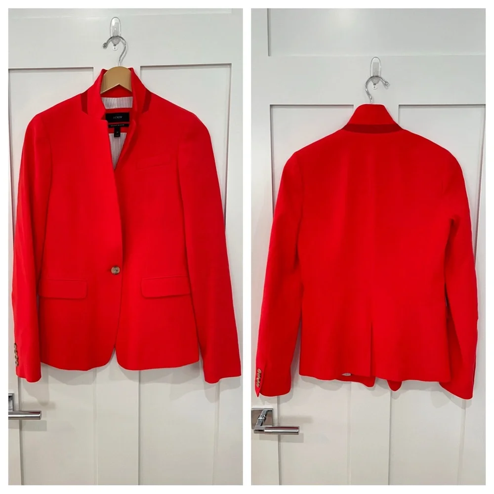J. Crew Regent Wool Single Breasted Button Red Suit Jacket Blazer Coat 2 2T TALL